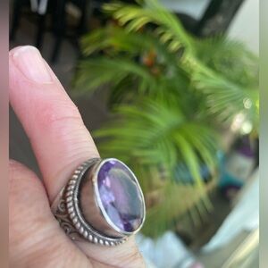 Elegant Purple Stone Silver Ring